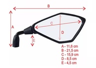 Retrovisor GVS Kawasaki Z400 Haste Curta Rebaixada 90° - Compatível Honda - imagem 4
