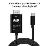 Cabo Conversor Tipo C para HDMI 4K 3m: Espelhamento Perfeito para Notebook e Celular - imagem 3