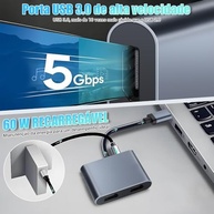 Hub USB-C para 2 Monitores HDMI 4K 60Hz - Expanda sua Produtividade! - imagem 5