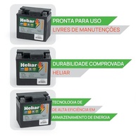 Bateria Heliar 12V 5Ah para Motos Honda e Yamaha: Pop, CG, Bros, Titan, Biz, XRE, Fazer, Factor, YBR, XTZ, Crosser, FZ15 - imagem 4