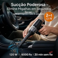 Aspirador Portátil 2 em 1: Potência 6000Pa, Soprador, USB Recarregável e Filtro HEPA Lavável - imagem 3