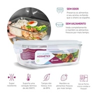 KIT 5 Potes de Vidro Retangular com Tampa Hermética 640ml - Frescor e Segurança na Cozinha - imagem 4