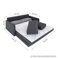 Sofá-Cama 3 Lugares Queen Aurora Herval - Conforto e Estilo em Grafite Fechado - imagem 4