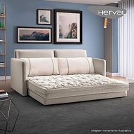 Sofá-Cama Casal 2 Lugares Aurora Herval em Linho Bege Areia - Conforto e Versatilidade em 146 cm - imagem 3
