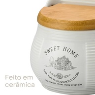 Saleiro de Parede Cerâmica com Tampa de Madeira - Sweet Home 10x7,5x13cm - imagem 5