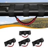 Manoplas de Barra de Rolagem Hoolcar Paracord: Acessórios Essenciais para Jeep Wrangler JK, JL, JT e Mais (Preto/Vermelho) - imagem 2
