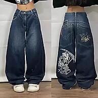 Calça Baggy Jeans Preta Streetwear Y2K Hip Hop - imagem 1