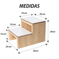 Escada Auxiliar 2 Degraus Madeira Maciça 150kg - Ideal para Crianças, Estética e Hospitalar - imagem 4