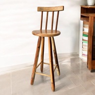 Banqueta Alta de Madeira Maciça 70cm com Encosto - Ideal para Balcão e Cozinha Americana - imagem 1