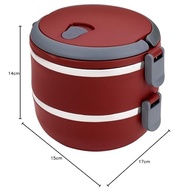 Euro Home - Marmita Dupla Lunch Box Vermelha 1,4L com Alça e Vedação | Ideal para Refeições Saudáveis - imagem 3