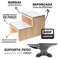 Escada Auxiliar 2 Degraus Madeira Maciça 150kg - Ideal para Crianças, Estética e Hospitalar - imagem 5