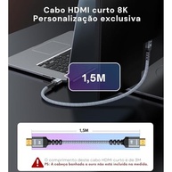 Cabo HDMI 2.1 8K Premium: Imersão Total em 4K@240Hz e 8K@60Hz | 48Gbps | Nylon Trançado | PS5 e TVs - imagem 3