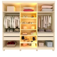 Guarda-Roupa Casal 6 Portas com LED e Pés - Imperatriz Reflecta em MDF Off White - imagem 4