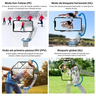 Estabilizador Cardã Inteligente 3 Eixos: Grave Vlogs Incríveis com Controle Remoto Recarregável - imagem 4
