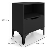 Mesa de Cabeceira com Gaveta e Nicho - Design Industrial Moderno em Aço - imagem 3