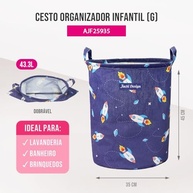 Cesto Organizador Infantil 43L Azul - Solução Prática e Divertida para Guardar Brinquedos - imagem 3