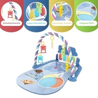 Tapete Infantil de Atividades Sensorial com Piano Musical e 5 Móbiles Interativos para Bebê (Azul) - imagem 5
