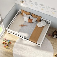 Cama Montessoriana Infantil Eva - Grade de Proteção, Madeira Natural, Design Moderno - imagem 5