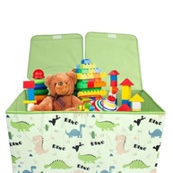 Baú de Brinquedos Estampado 60x40 cm | Caixa Organizadora Montável para Quarto Infantil (Verde) - imagem 2