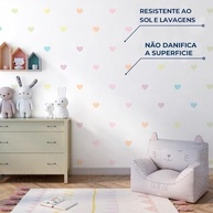 Adesivo Decorativo Infantil Corações Coloridos Lavável - Seguro e Fácil Aplicação para Quarto de Bebê - imagem 5