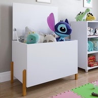 Baú Infantil Organizador de Brinquedos com Pé de Madeira Maciça Branco - Kids - imagem 2