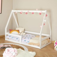 Mini Cama Infantil Montessori Casinha com Estrado Wilma - Branco Madeira - imagem 4