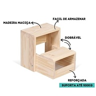 Escada Infantil de Madeira Maciça Montessoriana Dobrável em Pinus - Segurança e Aprendizado - imagem 5