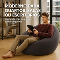 Sofá Poltrona Puff Inflável Deluxe Aveludado Gigante - Impermeável, 100kg, com Bomba Inclusa - imagem 3