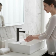 Torneira Bancada para Pia de Banheiro em Aço Inox Preto – Sistema 1/4 Volta, Design Moderno e Instalação Fácil - imagem 4