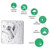 Kit 4 Ganchos de Parede Autoadesivos em Aço Inox – Sem Furo, Resistente à Umidade e Ferrugem, para Banheiro, Cozinha e Lavanderia - imagem 5