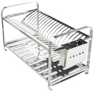Escorredor de Pratos Mak Inox - 20 Pratos, Porta Talheres em Aço Inox Premium - imagem 1