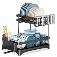 Escorredor de Louça Inox 2 Camadas com Suporte para Talheres e Drenagem Eficiente - Organizador de Cozinha Moderno - imagem 2