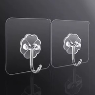Kit 10 Ganchos Adesivos Inox Transparente | Super Resistente e Sem Furos para Parede - imagem 1