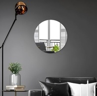 Espelho Banheiro Multiuso Lapidado Redondo 50cm com Pendurador - Design Sofisticado e Fácil Instalação - imagem 2