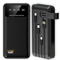 Power Bank 10000mAh Universal: 4 Cabos Integrados, Carregamento Rápido e Design Ultra Leve - imagem 2
