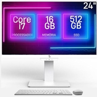 Computador All in One 24", Intel Core i7, 16GB memória, SSD 512GB, Webcam, Wifi, Bluetooth, Windows 10, Branco - 3green Unique A3GU-0110 - imagem 2