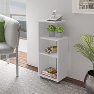 Mesa de Apoio com Prateleiras BIS Branca – Design Moderno e Funcionalidade Inteligente - imagem 2