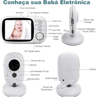 Babá Eletrônica Inteligente com Câmera HD 1080P, Visão Noturna 10M, Áudio Bidirecional e Controle de Temperatura - imagem 3