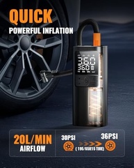 Compressor de Ar Portátil 150PSI: Inflador Sem Fio Inteligente com Medidor Digital e Luz LED - imagem 3