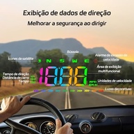 HUD M23 Universal para Carro: Projeção de Velocidade, GPS e Segurança Inteligente - imagem 4
