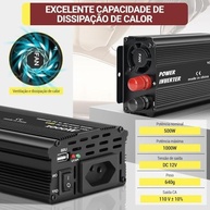 Inversor de Tensão 1000W: Energia Confiável para Casa e Carro (12V para 110V) - imagem 3