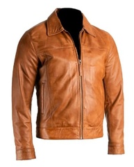 Isaac & David Chicago Jaqueta masculina clássica de couro de pele de cordeiro preto/marrom, parte inferior aberta, jaqueta de corrida vintage para motociclista - imagem 5