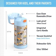 THERMOS FUNTAINER Garrafa de Água com Canudo 340g - Isolada a Vácuo para Crianças - imagem 3