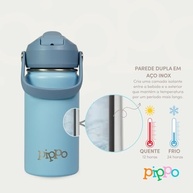 Pippo | Garrafa Térmica Infantil Aço Inox 500ml Azul - Isolamento 24h Frio / 12h Quente - imagem 4
