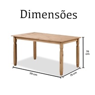 Mesa de Jantar de Madeira Marrom Antique - 150cm | Estilo Campo-Chic com Pinus Maciço - imagem 3