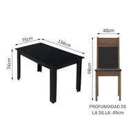 Conjunto de Jantar Havana Madesa - Mesa 136cm com 4 Cadeiras Estofadas em Preto Rustic - imagem 4