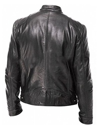 Jaqueta masculina de couro legítimo, couro bovino, motocicleta, motocicleta, motocicleta, jaqueta de couro verdadeiro, preto/marrom - imagem 5