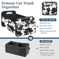 Organizador de Porta-Malas Femuar Dobrável Grande Capacidade - Carro, SUV, Jeep, Sedan - Estampa Vaca - imagem 4