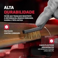 MTX Jogo de Escova de Aço 3 Peças com Cabo Plástico – Limpeza Profissional em Metal e Madeira - imagem 4