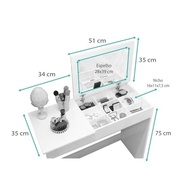 Penteadeira com Espelho e Porta Joias Paris Branco - Design Elegante e Funcional para seu Quarto - imagem 4